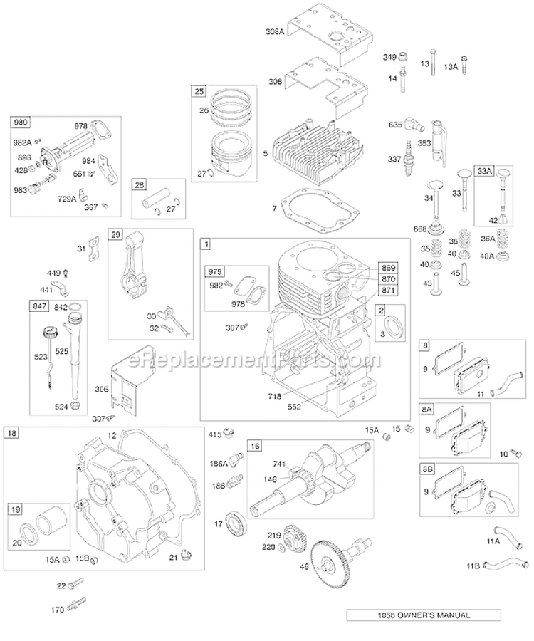 Page F Diagram and Parts List for 19G437-1190-E1  Briggs and Stratton Engine